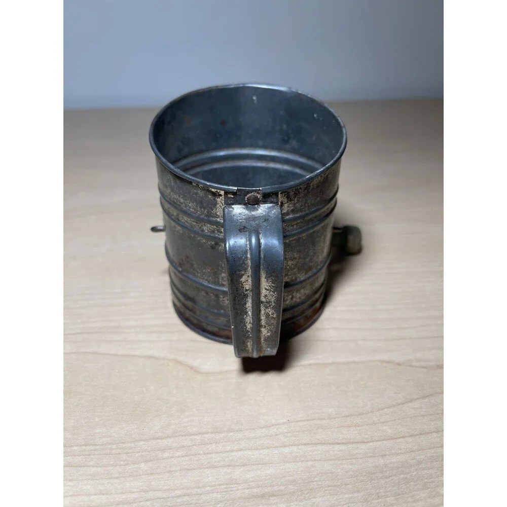 Vintage TWO 2-Cup Hand Crank Flour Sifters - Made in the USA